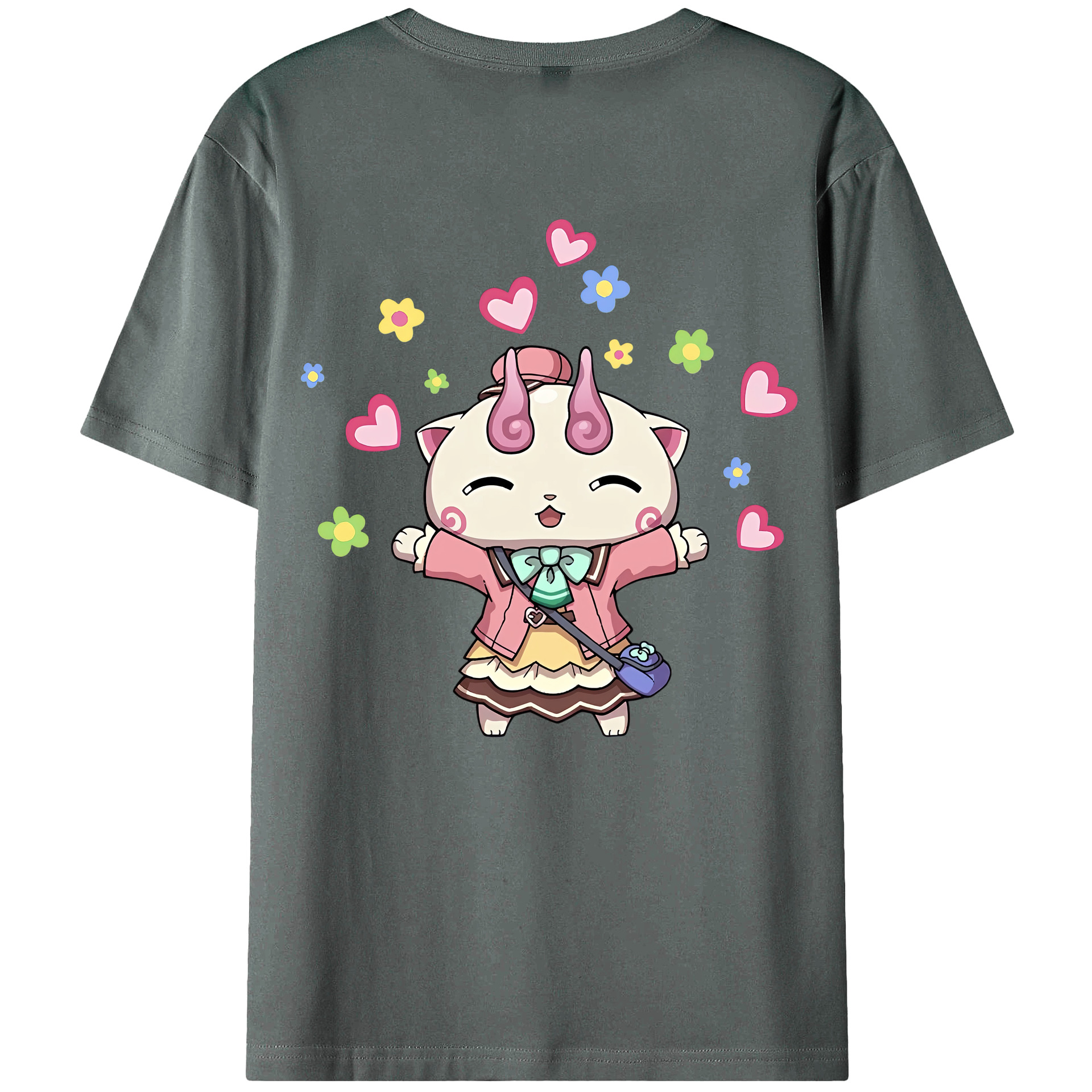 （画像用） 妖怪ウォッチ Yo-kai Watch 綿100％ メンズ半袖Tシャツ（バックプリント） 通気性